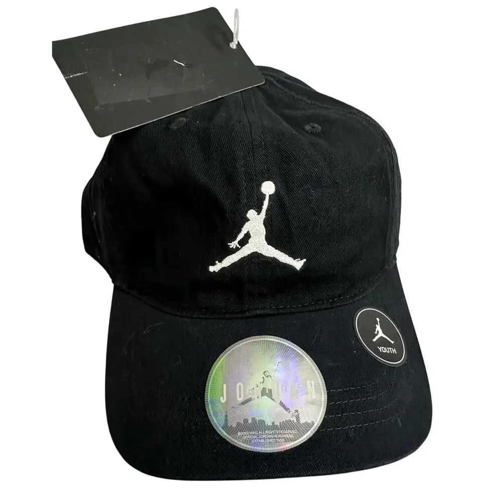 Air Jordan Boys Black Youth Ball Cap Hat Embroidered Kids